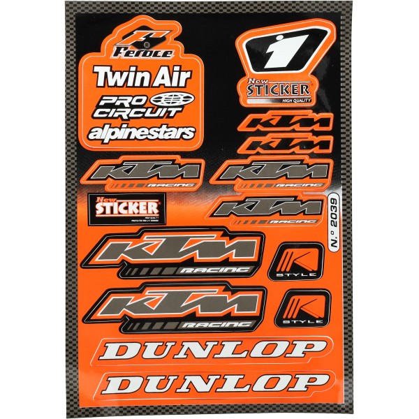 decal set Falko sponsor Dunlop/KTM/Twin Air orange 13-piece universal 982039