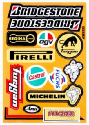 stickerset falko sponsor agv/arai/bridgestone/castrol/pirelli/regina 12-delig universeel 982028