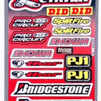 Kit d'autocollants Falko sponsor Bridgestone/Renthal/Showa/Splitfire rouge 15 pièces universel 982036