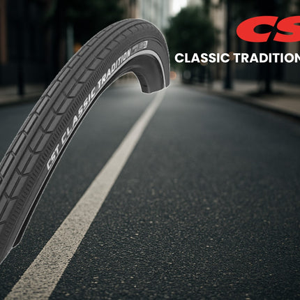 Buitenband CST Classic Tradition 26 x 1 3/8'' / 37-590 - zwart met witte lijn