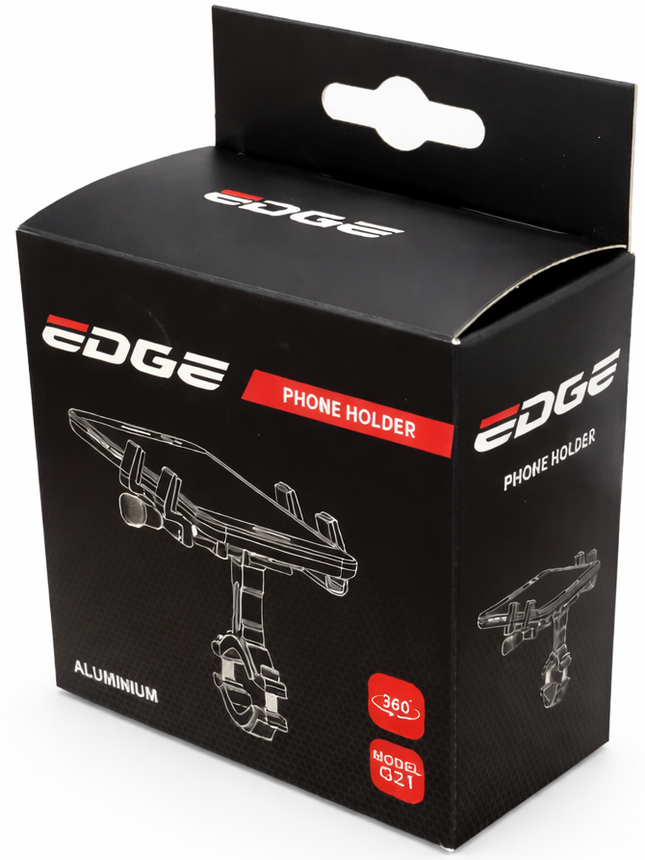 Telefoonhouder Edge G21 - Aluminium - 360° Draaibaar - Universele Stuurmontage - Extra Stevig - Zwart