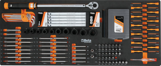 Beta Worker gereedschapswagen (oranje) met 9 laden en 716 delig assortiment, inclusief gratis Playstation 5