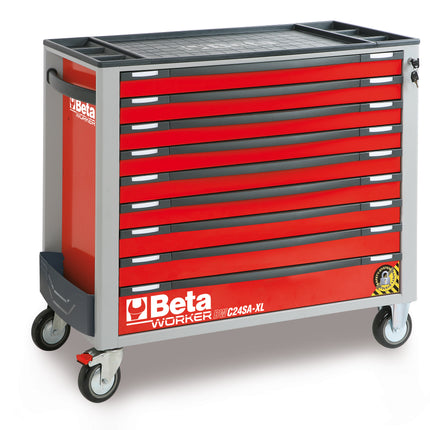 Beta Worker gereedschapswagen (rood) met 9 laden en 716 delig assortiment, inclusief gratis Playstation 5