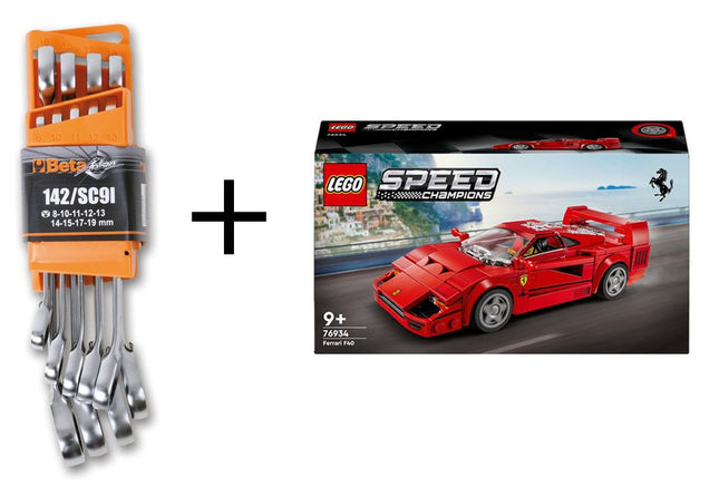 9-delige Beta Tool set omschakelbare ratelringsteeksleutels in houder, inclusief gratis Lego