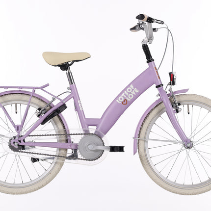 Kinderfiets Bikefun Lots of Love 20 inch met Remnaaf - Mat Lila/Violet
