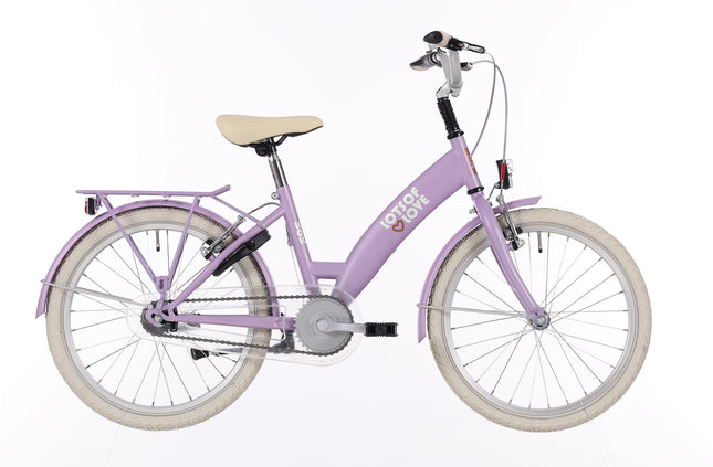 Kinderfiets Bikefun Lots of Love 20 inch met Remnaaf - Mat Lila/Violet