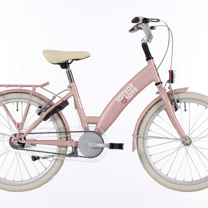 Kinderfiets Bikefun Lots of Love 20 inch met Remnaaf - Mahogany Roze