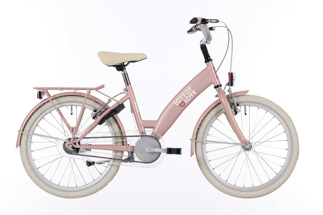 Kinderfiets Bikefun Lots of Love 20 inch met Remnaaf - Mahogany Roze