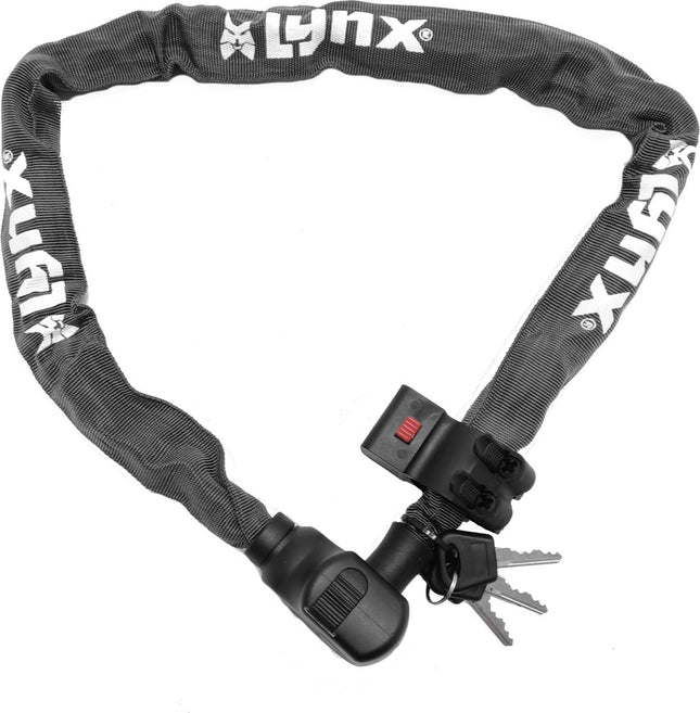 fiets slot - Lynx kettingslot 5.5x100cm, grijs met houder incl 3 sleutels