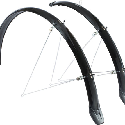 fiets spatbord - Eurofender Elegance spatbord set 28", zwart. Voor en achter 46mm breed