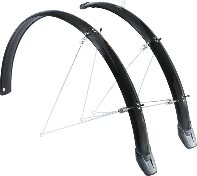 fiets spatbord - Eurofender Elegance spatbord set 28", zwart. Voor en achter 46mm breed
