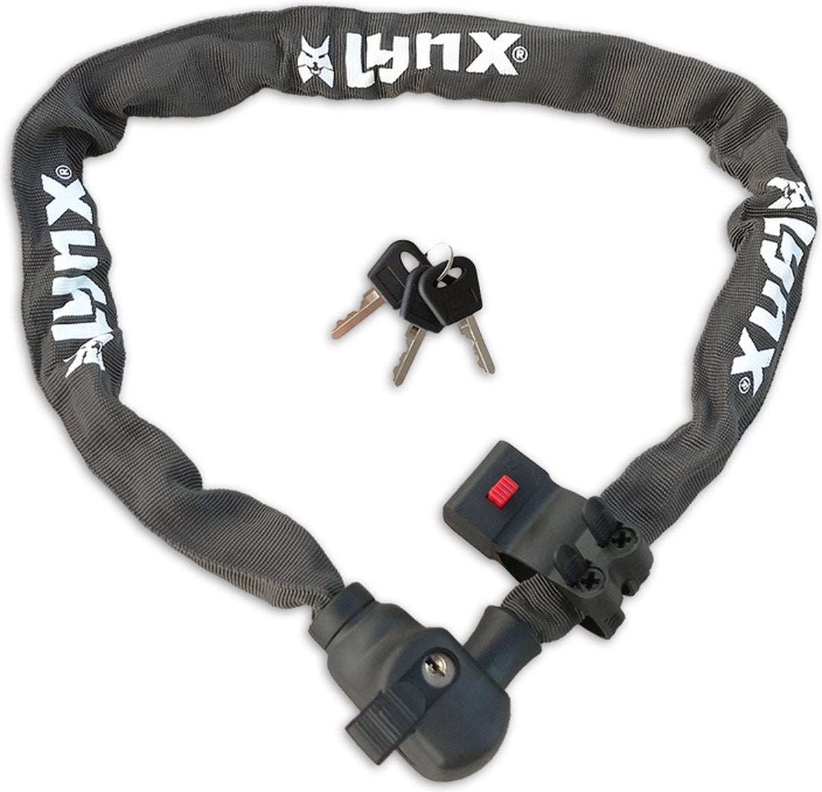 fiets slot - Lynx kettingslot 5.5x100cm, grijs met houder incl 3 sleutels