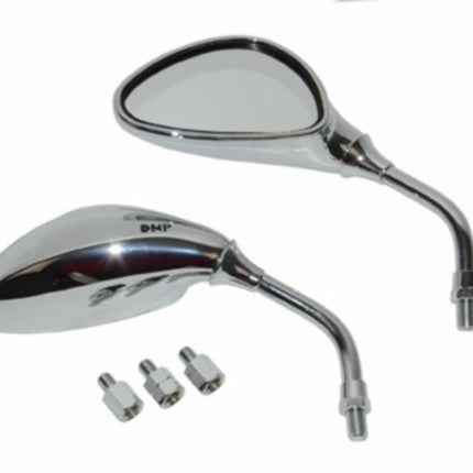 jeu de rétroviseurs DMP court M8, M10 chrome scooter
