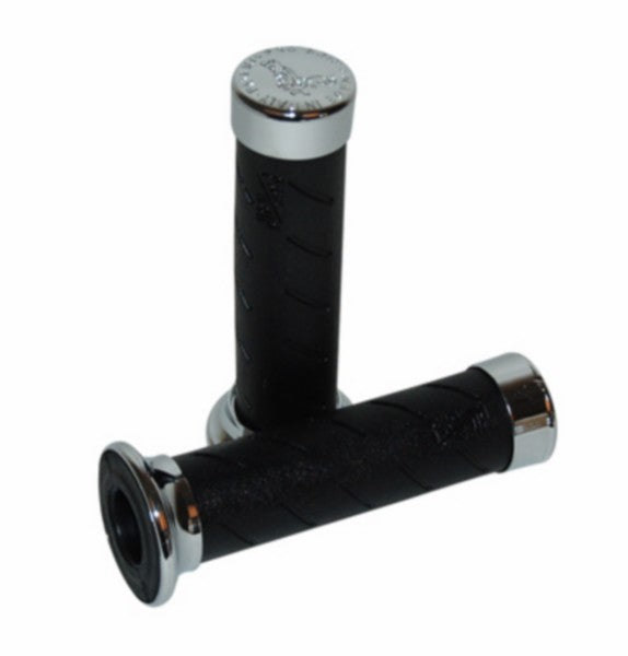 handvatset progrip custom zwart/chroom bromfiets, motorfiets, scooter 862