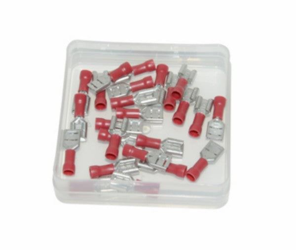 Cosse plate femelle 6.3mm rouge 25pcs