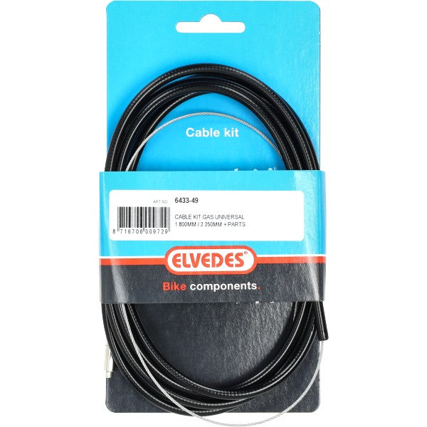 gaskabel elvedes lang teflon 2.25m binnen+buiten 49 draads zwart