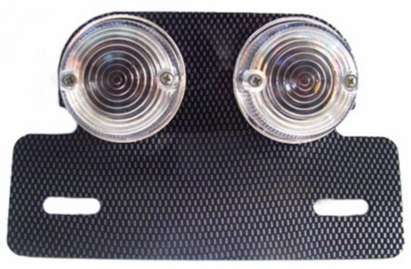 achterlicht DMP + kent plaathouder universeel carbon/wit=op=op