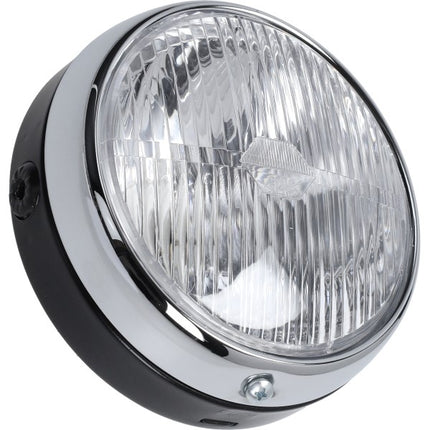koplamp guia rond universeel 145mm zwart/chroom bromfiets