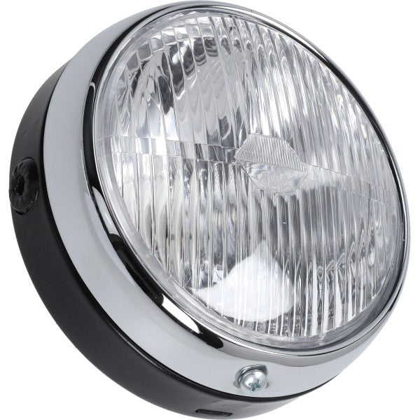 koplamp guia rond universeel 145mm zwart/chroom bromfiets