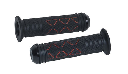 Ensemble poignées DMP universel zip/sprint style + embouts de guidon noir/rouge