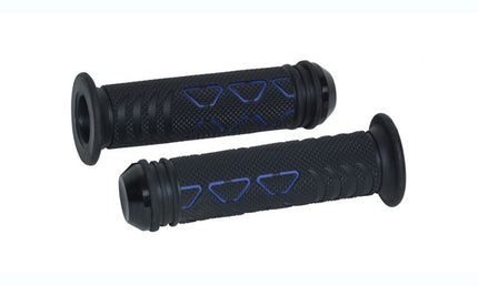 handlebar grip set DMP universal zip/sprint style + bar end black/blue