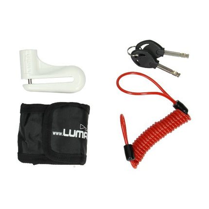 Disc brake lock Luma + pouch with memory cable 5mm white 83d