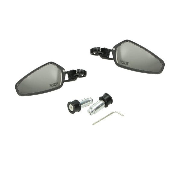 jeu de rétroviseurs DMP fixation au guidon ovale embouts de guidon verre blanc noir brillant gts tous mod., scooter, sprint, zip