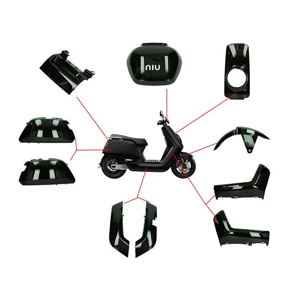 kit de carrosserie DMP noir brillant 10 pièces Niu N1S