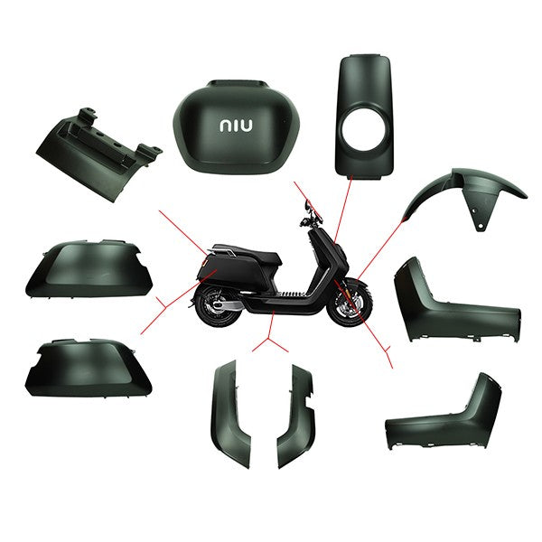 plaatwerkset DMP zwart mat 10-delig niu n1s