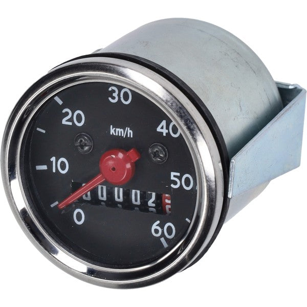 km tellerklok 60km/u zwart/chrome 48mm zwart/chroom camino, kreidler, puch, simson, zundapp
