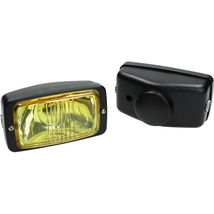 koplamp guia rechthoekig geel glas 142mm zwart bromfiets