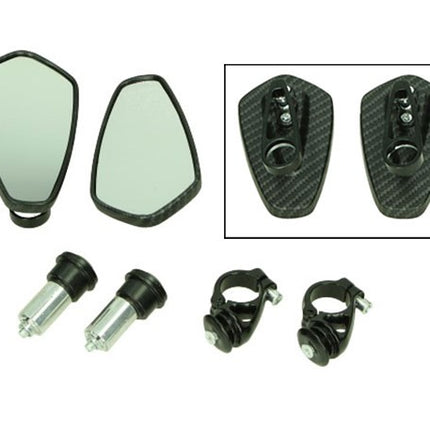 mirror set DMP handlebar mounting oval bar end CNC a.o. carbon gts all mod., scooter, sprint, zip
