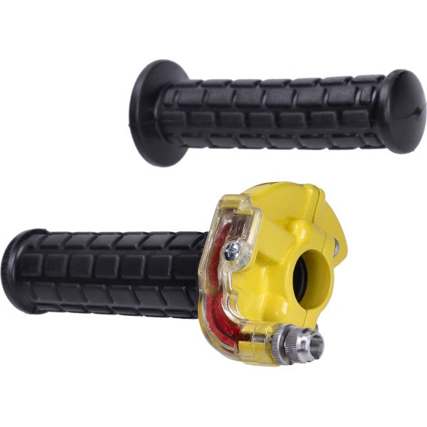 accélérateur lusito speed angle droit (fabriqué en UE) noir/jaune mobylette, scooter m84