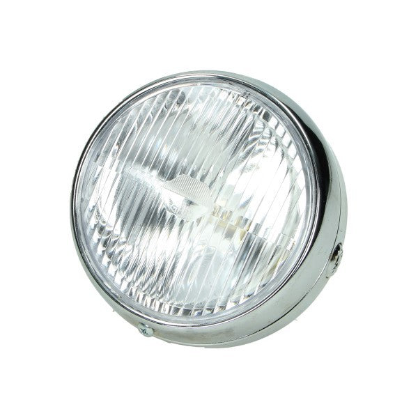 koplamp guia rond + schakelaar 140mm chroom 103, bromfiets