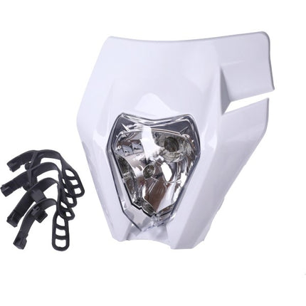 Spoiler de phare + éclairage type KTM enduro/sm notamment blanc Aprilia, Rieju, Senda, Beta