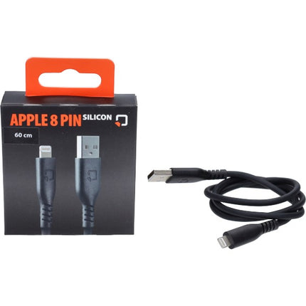 charging cable Optiline silicone USB A > Apple 8 pin 60cm black 91781