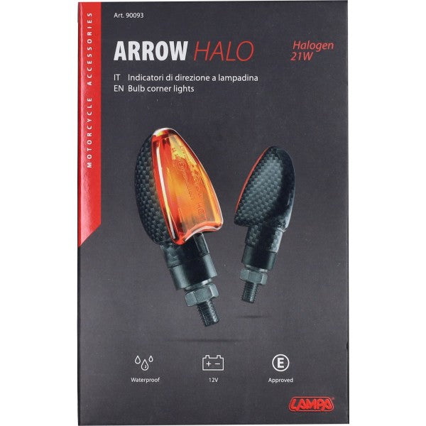 knipperlicht lampa e-keur 12v arrow halo carbon 90093