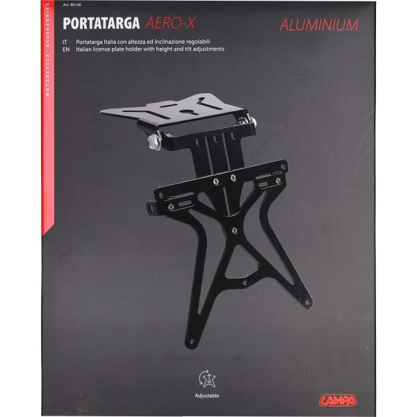 houder lampa kentekenplaat verstelbaar aluminium zwart bromfiets, motorfiets 90146