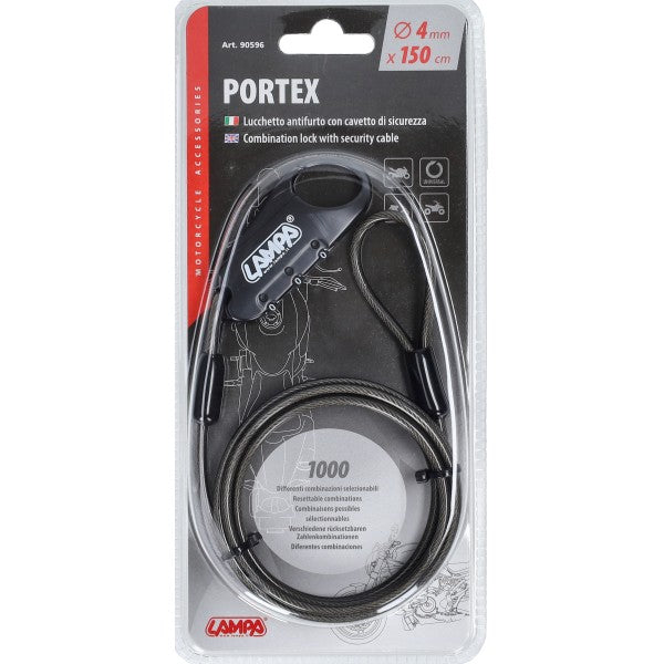 combination lock lampa + cable 4mm 150cm black 90596