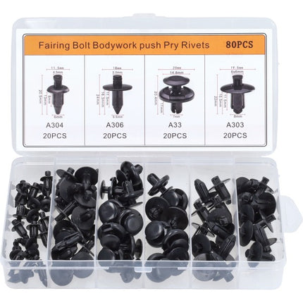 drukplug set plaatwerkset m6/m6.6/m7/m8 plastic zwart 80 delig