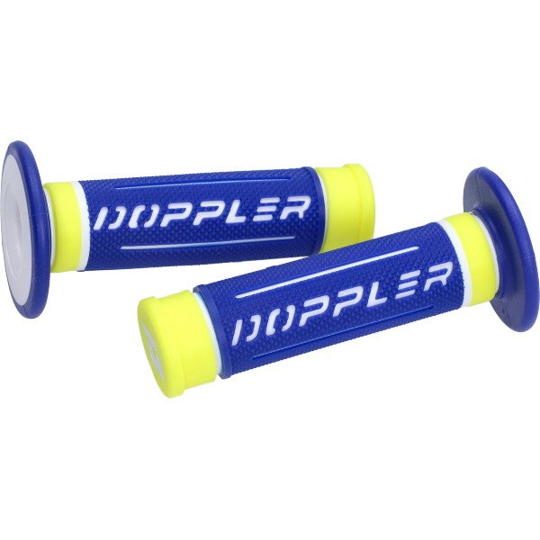 Kit poignées Doppler 3D universel bleu/jaune fluo 22/24mm 517947