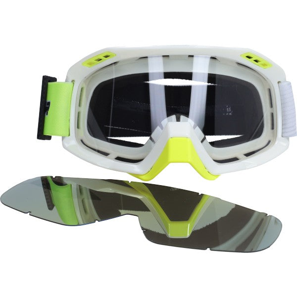 Masque de motocross Doppler blanc / fluo + verre irisé 500292