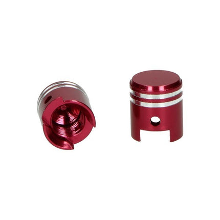 Jeu de capuchons de valve DMP modèle piston rouge alu 2 pcs cyclomoteur, scooter