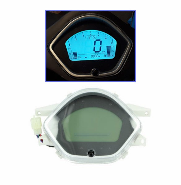 Digital speedometer (blue) round headlight for BTC Riva, China LX/Napoli, BTC Felice, GTS Toscana, VX50, among others