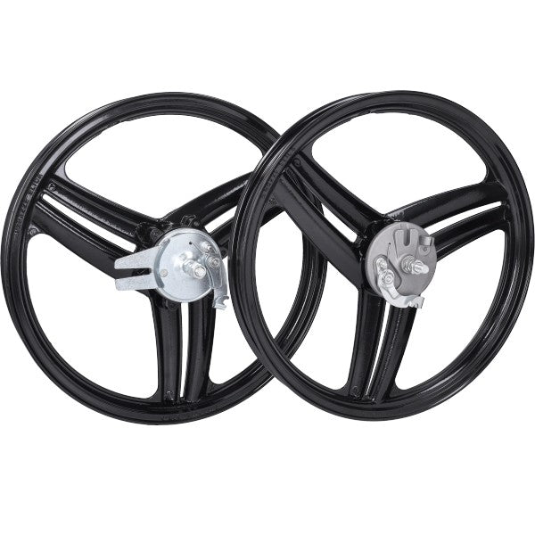 wielset fast-arrow compleet 3-spaaks 17 inch zwart glans peugeot, 103, 103spx