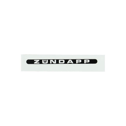 sticker woord [zundapp] langwerpig zwart/wit