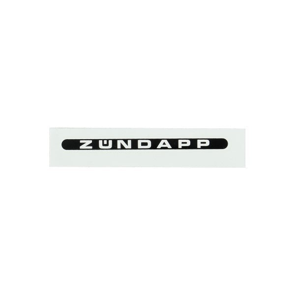 sticker woord [zundapp] langwerpig zwart/wit