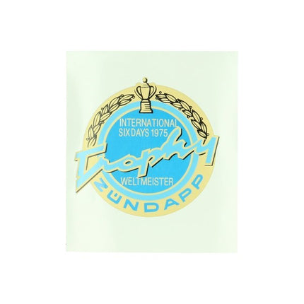 sticker rond tank Trophy 1975 goud/blauw zundapp