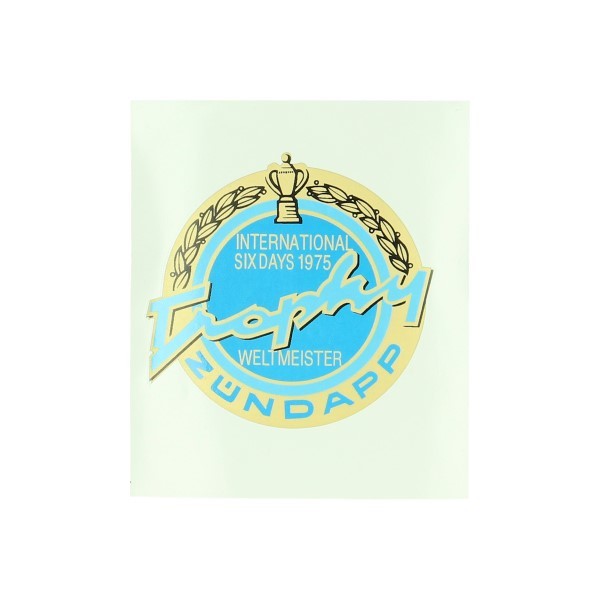 autocollant rond réservoir Trophy 1975 or/bleu Zundapp