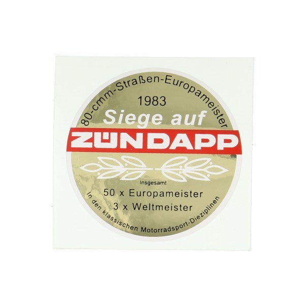 autocollant rond réservoir Trophy 1983 or/rouge zundapp